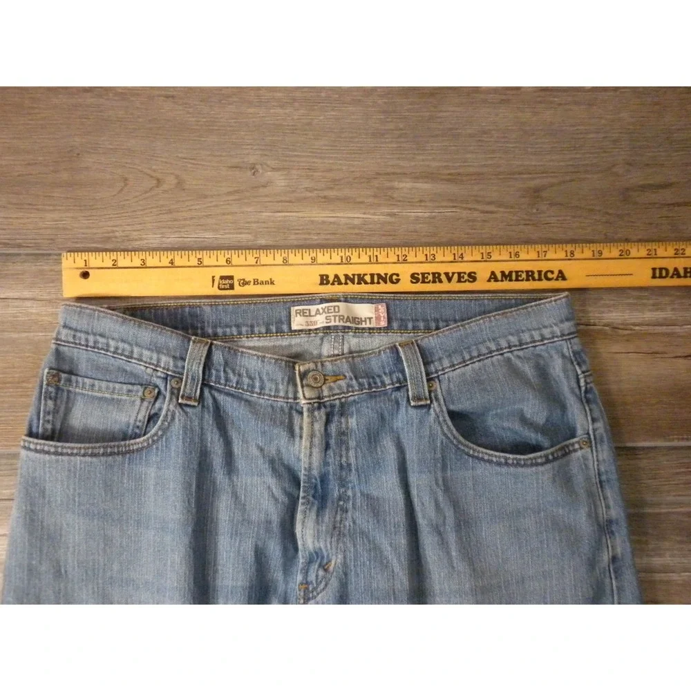 Levi's 559 Jeans Mens 36x34 Blue Denim Relaxed Straight Light Wash Heel Drag